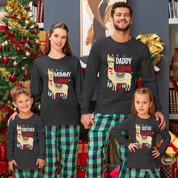 Llama Family Long Sleeve Shirt, Christmas Holiday Shirts, Fa La La Llama Christmas Shirt, Matching Family Xmas Shirt, Llama Family Tee