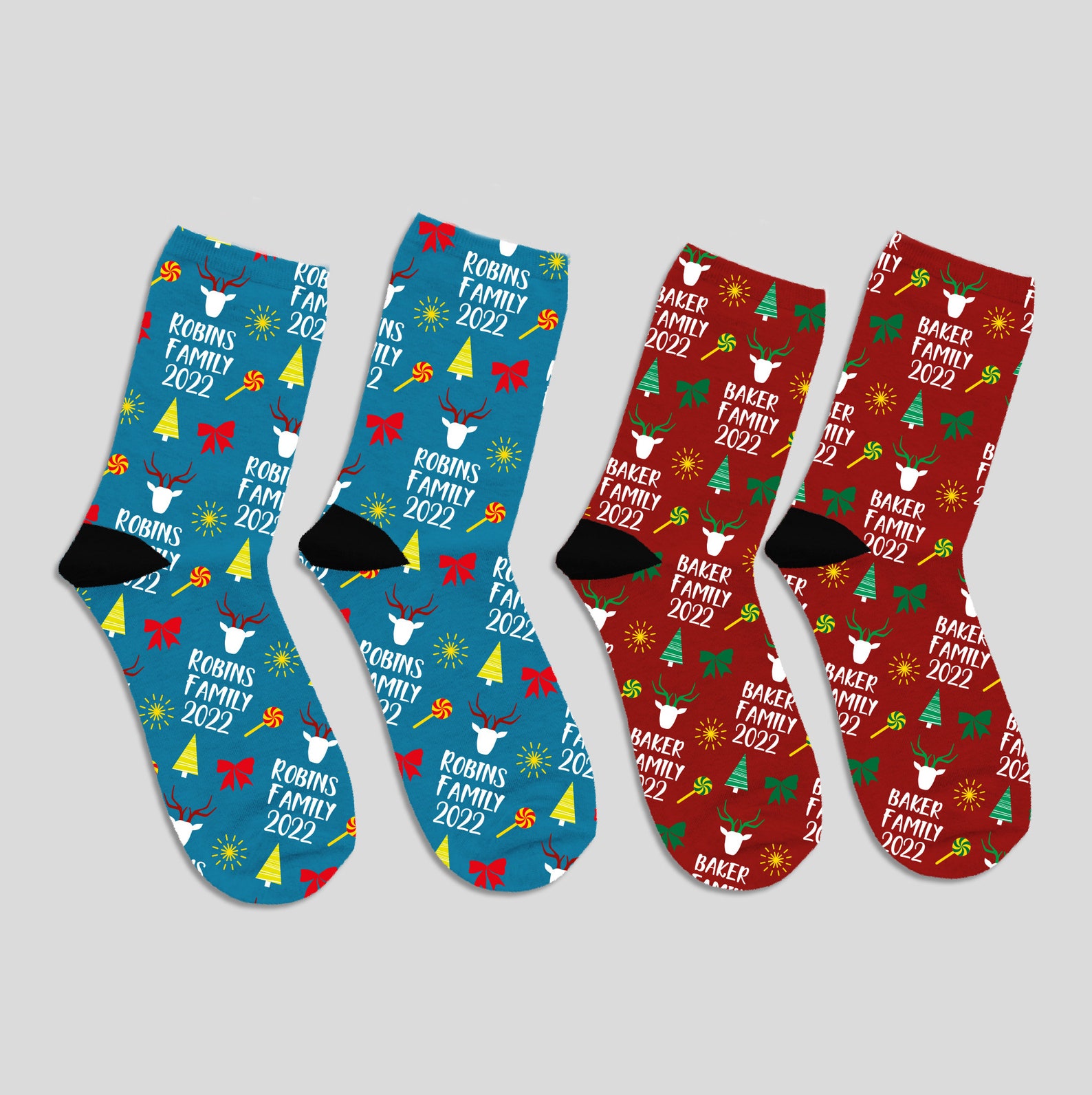 Matching Family Christmas Socks Custom Name Socks Custom Etsy