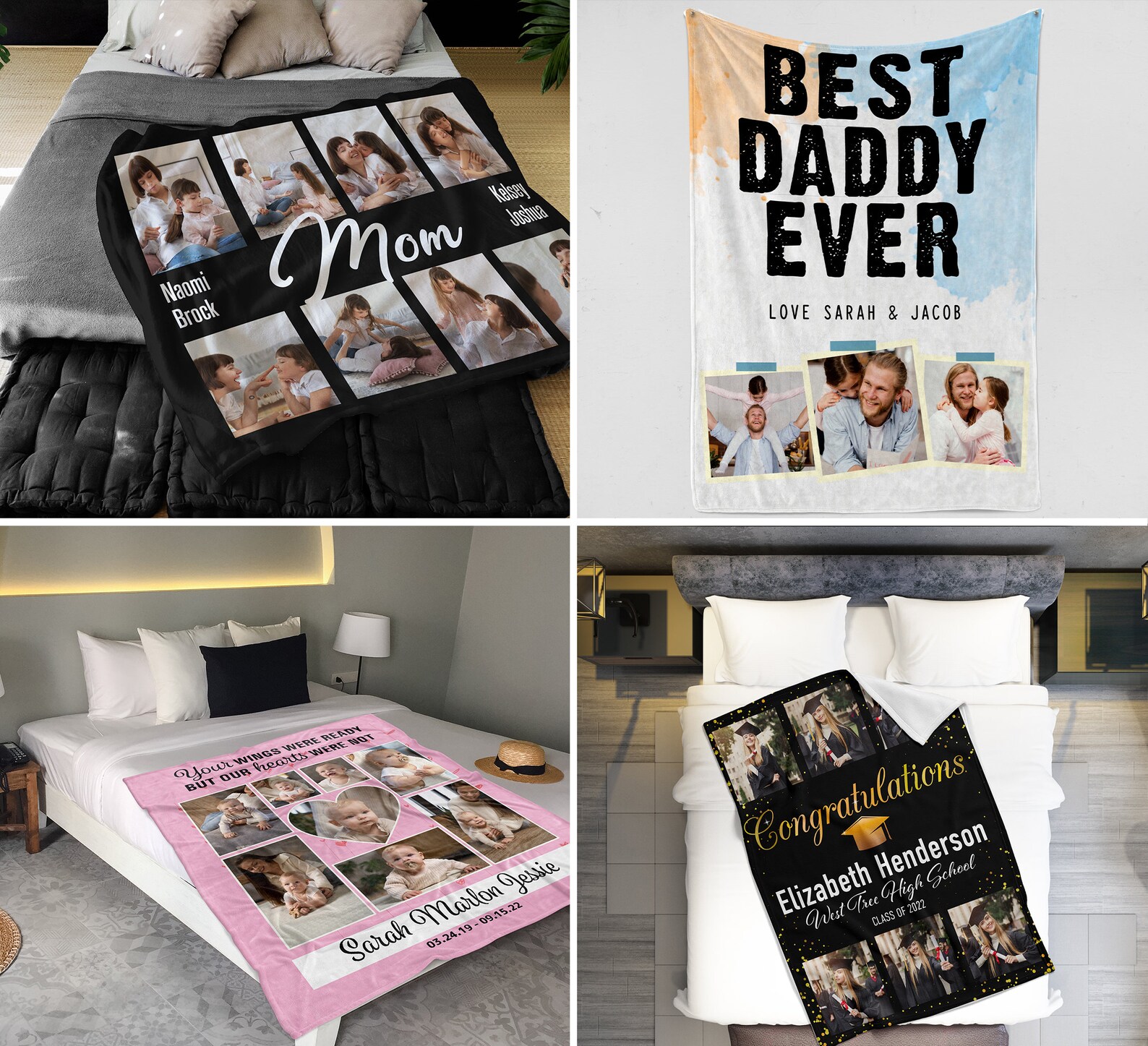 Best Dad Ever Blanket Custom Photo Blanket Collage Photo Etsy