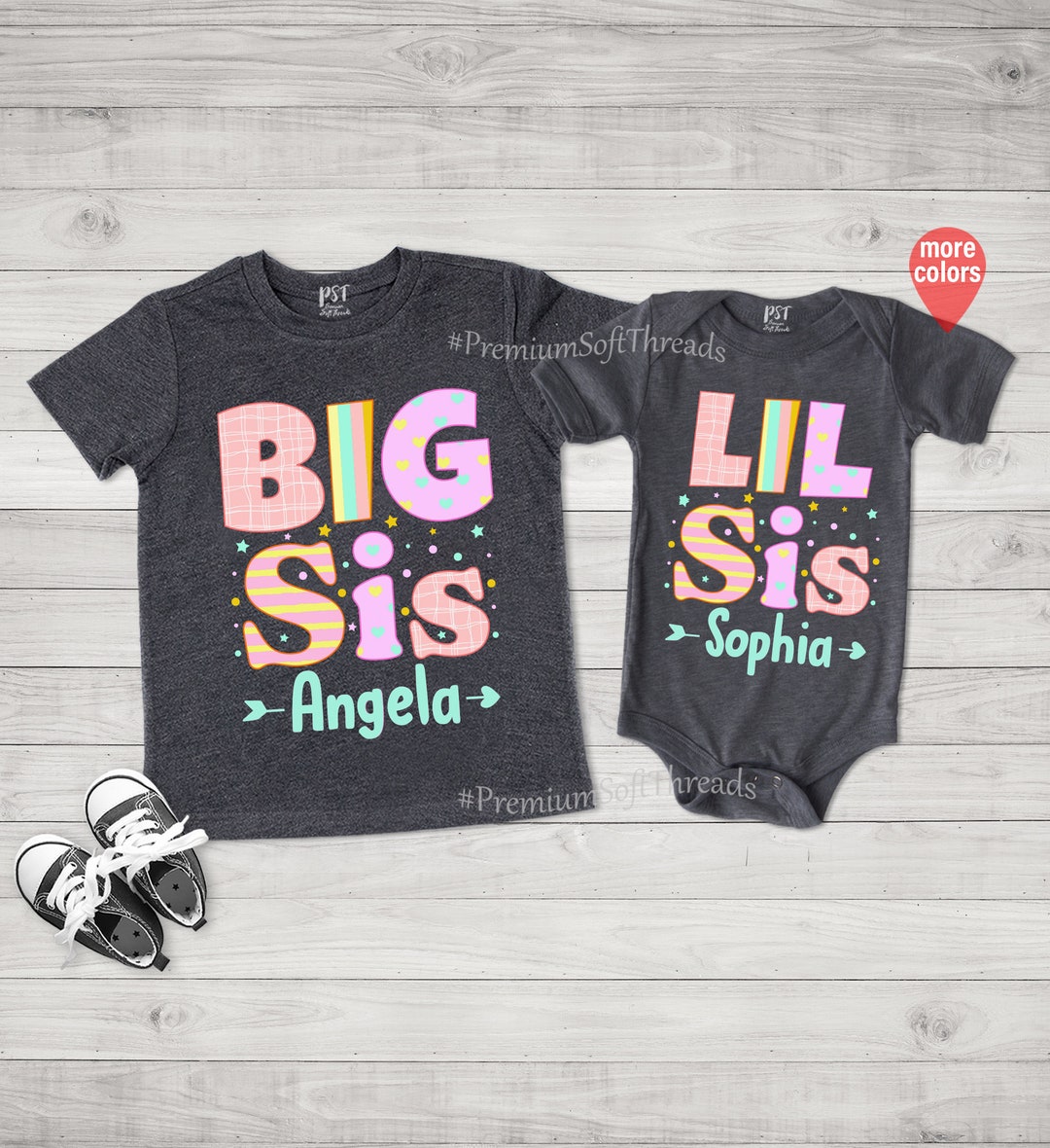 Matching Siblings Shirts Big Sis Shirts Personalized Lil Sis Etsy