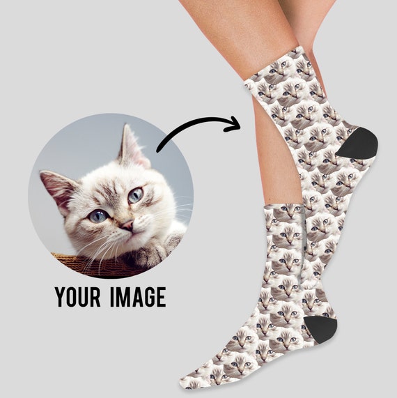 Dinámica jugar salud Calcetines de gato personalizados calcetines de fotos de - Etsy México