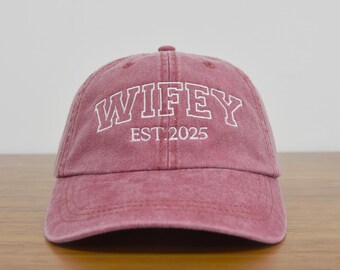 Custom Embroidered Established Hat, Custom Hat, Wifey Hat, Personalized Est Cap, Embroidery Hat, Unstructured Baseball Cap, Fathers Day Gift