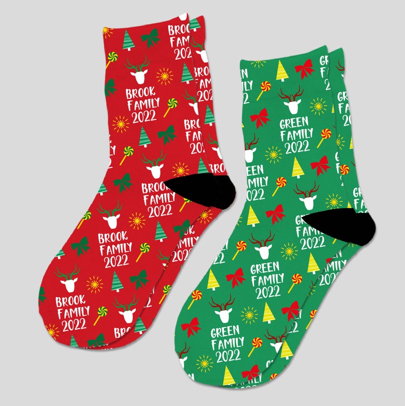 Matching Family Christmas Socks Custom Name Socks Custom Etsy