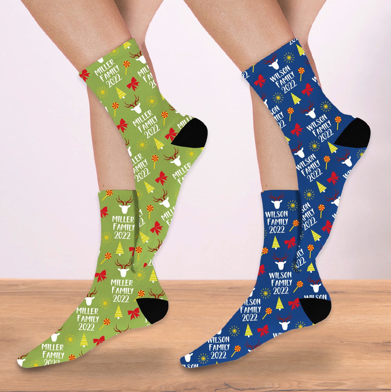 Matching Family Christmas Socks Custom Name Socks Custom Etsy