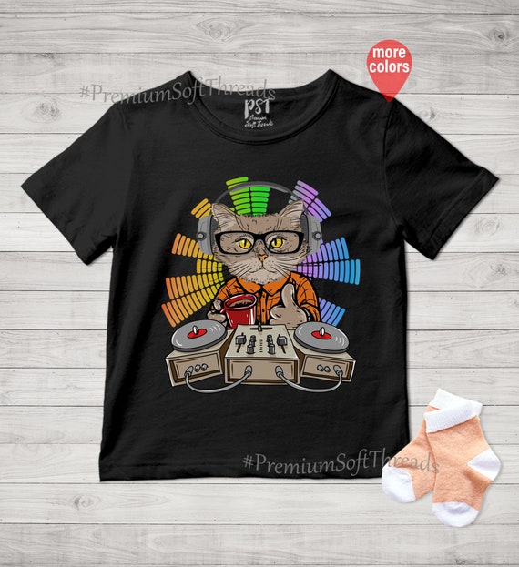 Cat Dj Shirt for Kids Music Cat Shirt Cat Lovers Shirt Cat Boy Girl Shirt Party Dj Cat Shirt Funny Cat Shirt for Kid Rainbow Cat Shirt Etsy Canada