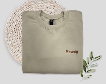 Embroidered Howdy Sweatshirt, Texas Western Crewneck