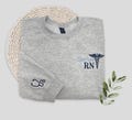 Personalized RN Sweatshirt, Custom Embroidered Nurse Crewneck, Nurse Credentials Hoodie with Caduceus, Medical Assistant Pullover, PA, NP