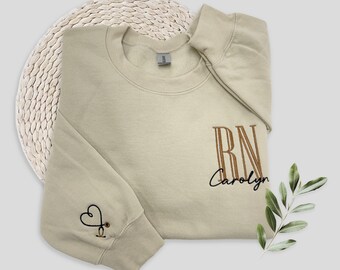 Custom Embroidered Nurse Sweatshirt, RN Crewneck Sweatshirt, Embroidery Registered Nurse Hoodie, Future Nurse Shirt, Monogram Sweatshirt