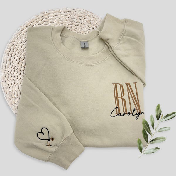 Custom Embroidered Nurse Sweatshirt, RN Crewneck Sweatshirt, Embroidery Registered Nurse Hoodie, Future Nurse Shirt, Monogram Sweatshirt