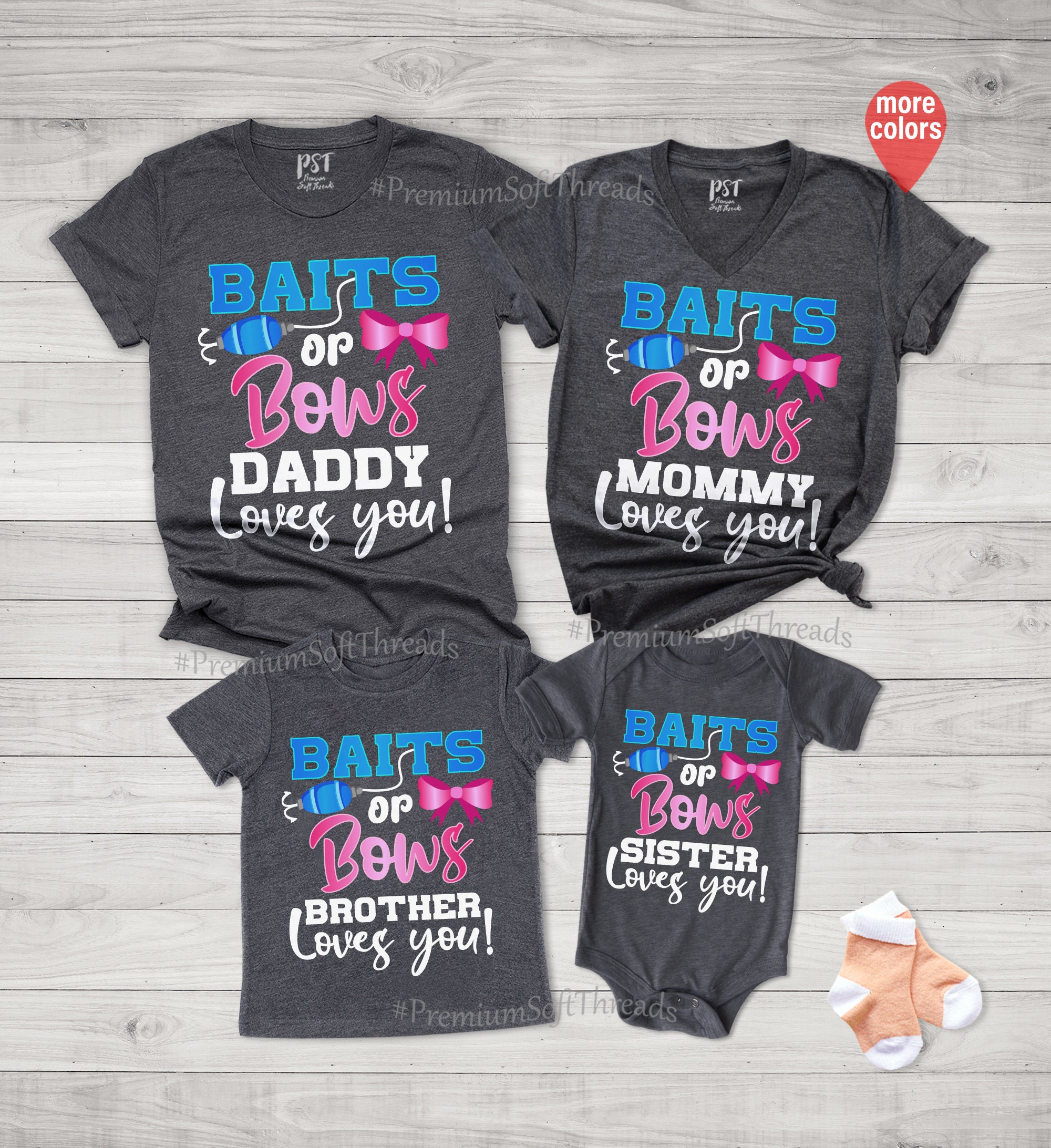 Baits or Bows Shirt, Matching Family Gender Reveal Shirt, Custom