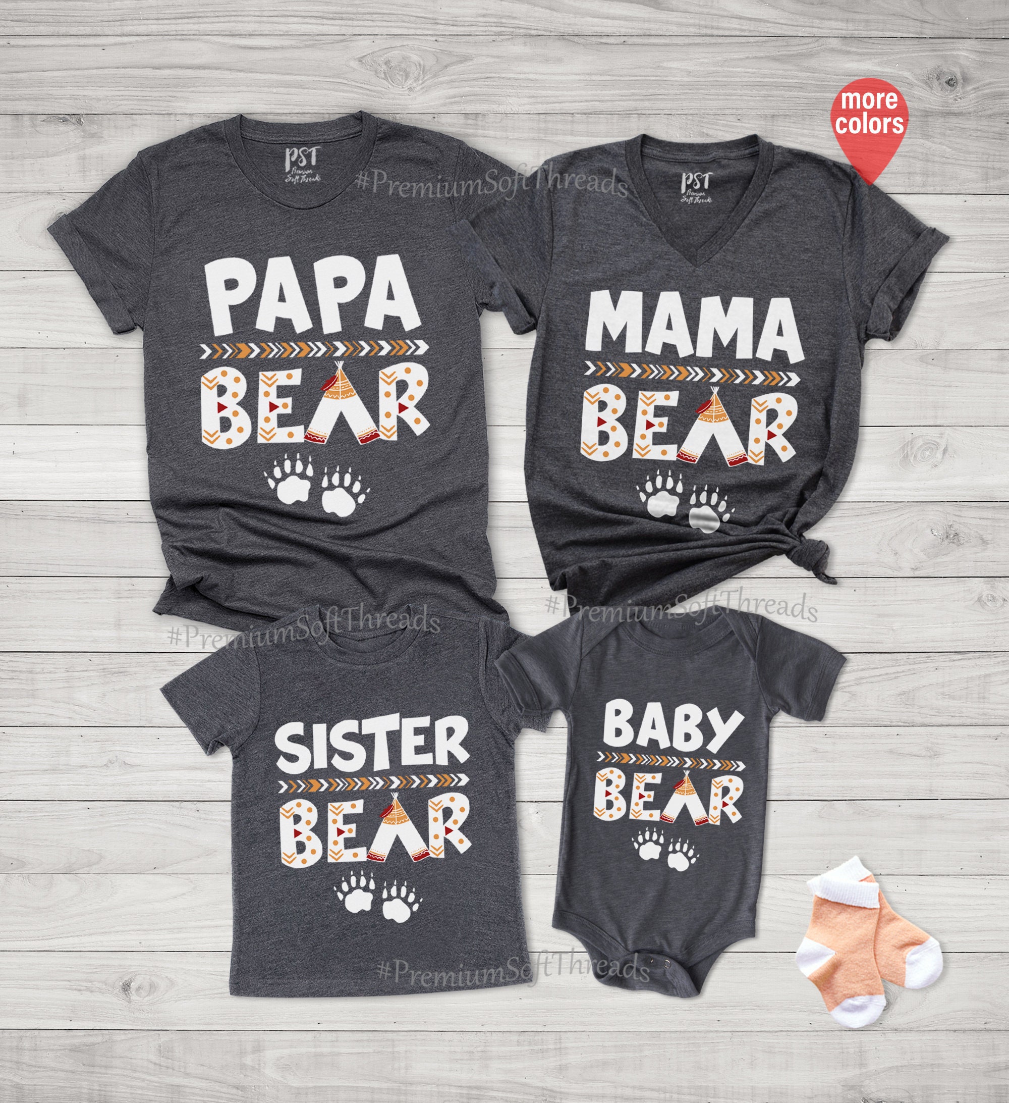 Duo de T-shirt personnalisés Mama Papa Bear - My Pretty Little Store