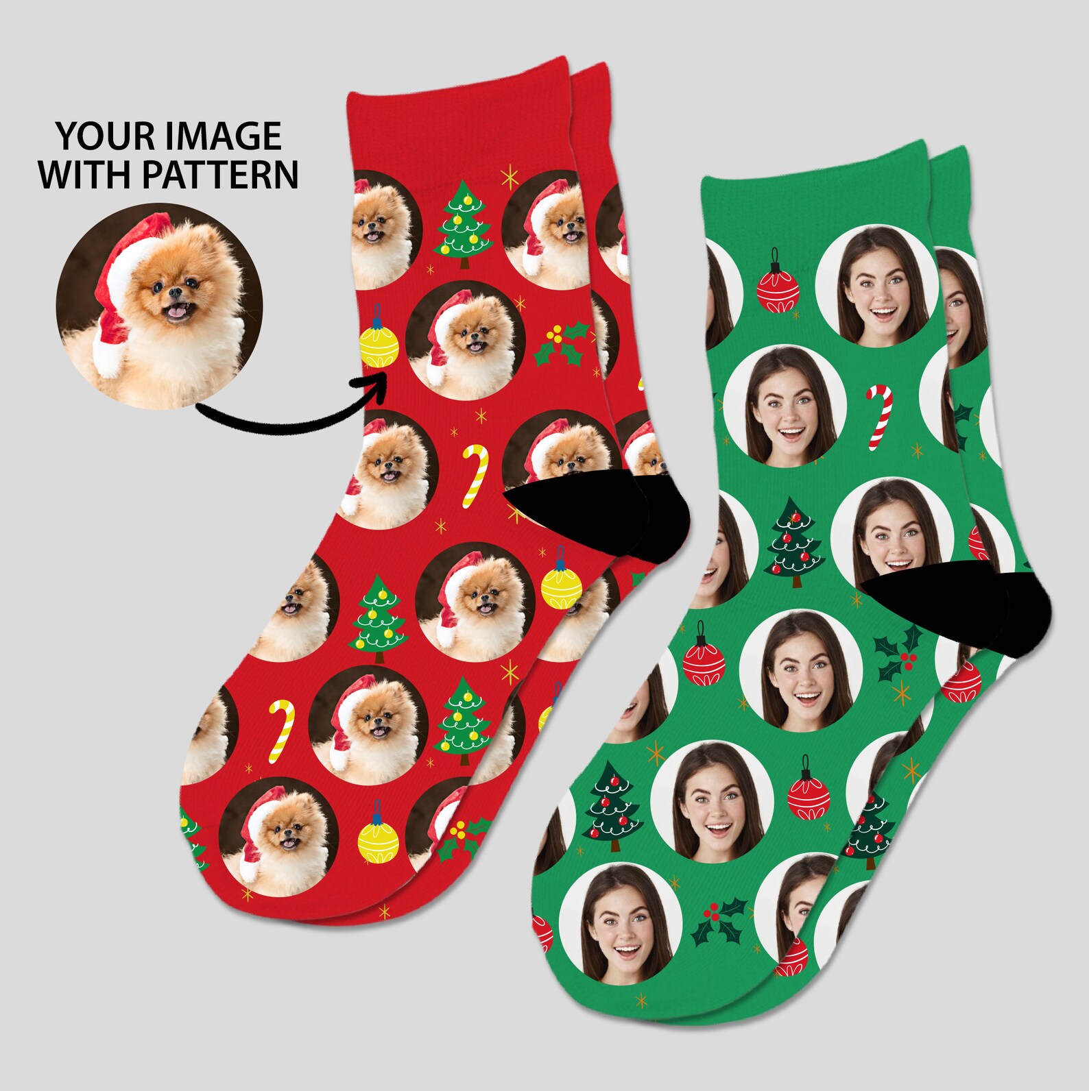 Custom Face Socks Custom Photo Sock Custom Christmas Sock Etsy