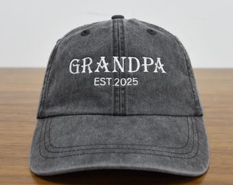 Personalized Granpa Hat, Custom Embroidered Established Grandpa Hat, Est Dad Baseball Hat, Unstructured Grandpa Hat, Father's Day Gift