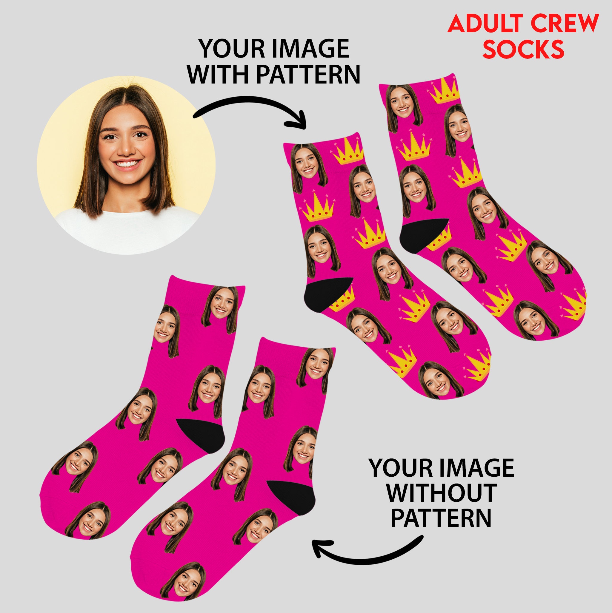 Custom Face Socks Custom Photo Sock Custom Valentines Day Etsy Canada