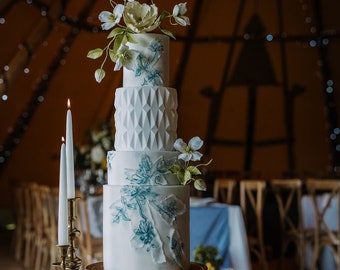 Séparateur de gâteau clouté The Stud muffins - intercalaire blanc pour gâteau de mariage - faux étage de gâteau - socle à gâteau géométrique noir - contremarche pour gâteau de célébration