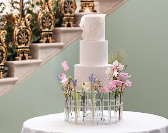 The Floral Crown - Cake Stand - Flower stand - Floral arrangements - Fresh flowers - Floral wedding cake - celebration cake plinth platform