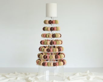 Ultra verstellbarer 8-stöckiger Macaron-Turm aus Acryl - starker Macaron-Aufsteller - Acryl-Aufsteller Macaron-Kuchenständer - Hochzeitstorte