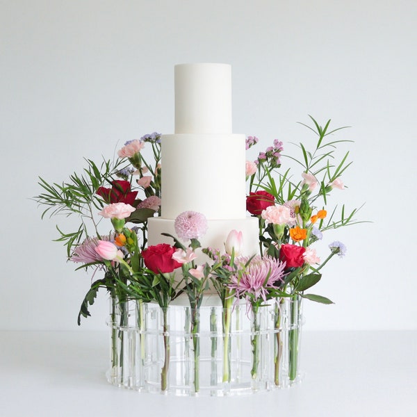 The Floral Crown - Cake Stand - Flower stand - Floral arrangements - Fresh flowers - Floral wedding cake - unique cake plinth platform