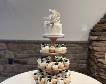Adjustable heavy duty Scandinavian birch cupcake stand - brownie tower - display stand - top tier cake stand - wooden cupcake holder