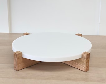 Hand crafted solid oak cake stand