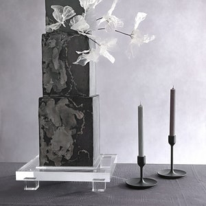 Square ultra polished acrylic footed cake stand - cake plinth - wedding cake stand - clear crystal cake stand - round cake plinth - modern