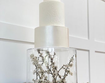 Large Modern Acrylic Cake Stand - 12" Fillable Display Pedestal