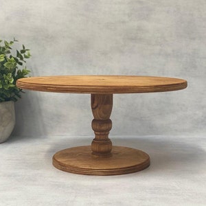 Vintage Footed Wooden Spinning Cake Stand Dining Buffet Table Bar