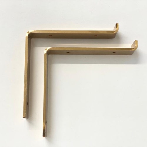 2 X Gold Fan Shelf Brackets Metal Shelving Brackets Wall Etsy