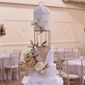 Gold birdcage cake separator - metallic cake spacer - cake riser - bird cage cake stand - gold cake stacker