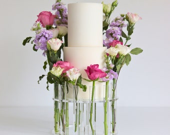Le diadème floral - Séparateur de gâteau - Support d'espacement de gâteau de fleurs - Compositions florales - Support de fleurs fraîches - Gâteau de mariage floral - Couronne de gâteau