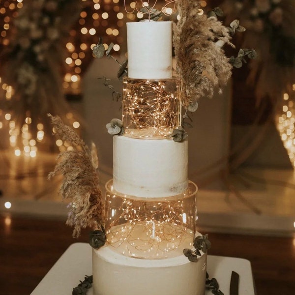 ROUND Cake stand - Acrylic clear cake tier - Fillable cake stand riser - acrylic cake separator - Fill a tier - wedding birthday cake stand