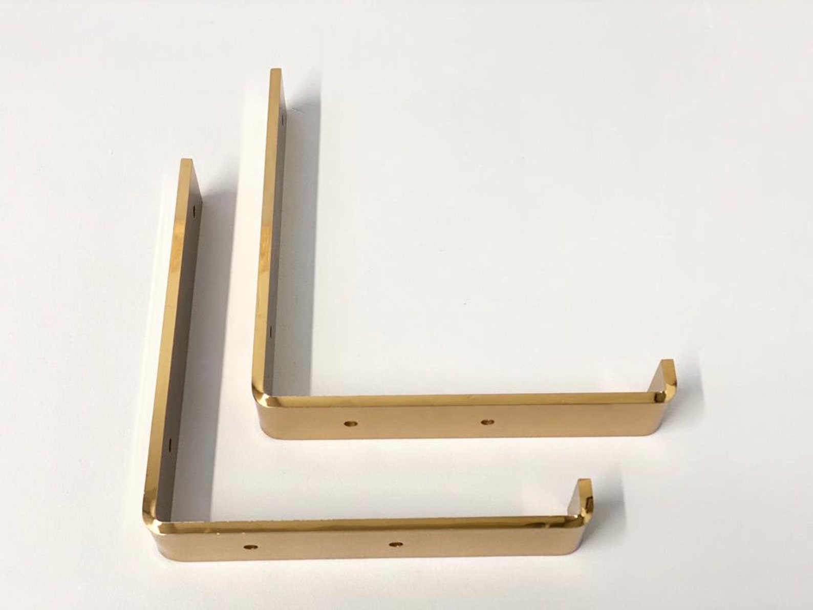 Set of 2 stylish gold L shelf brackets metal shelving Etsy
