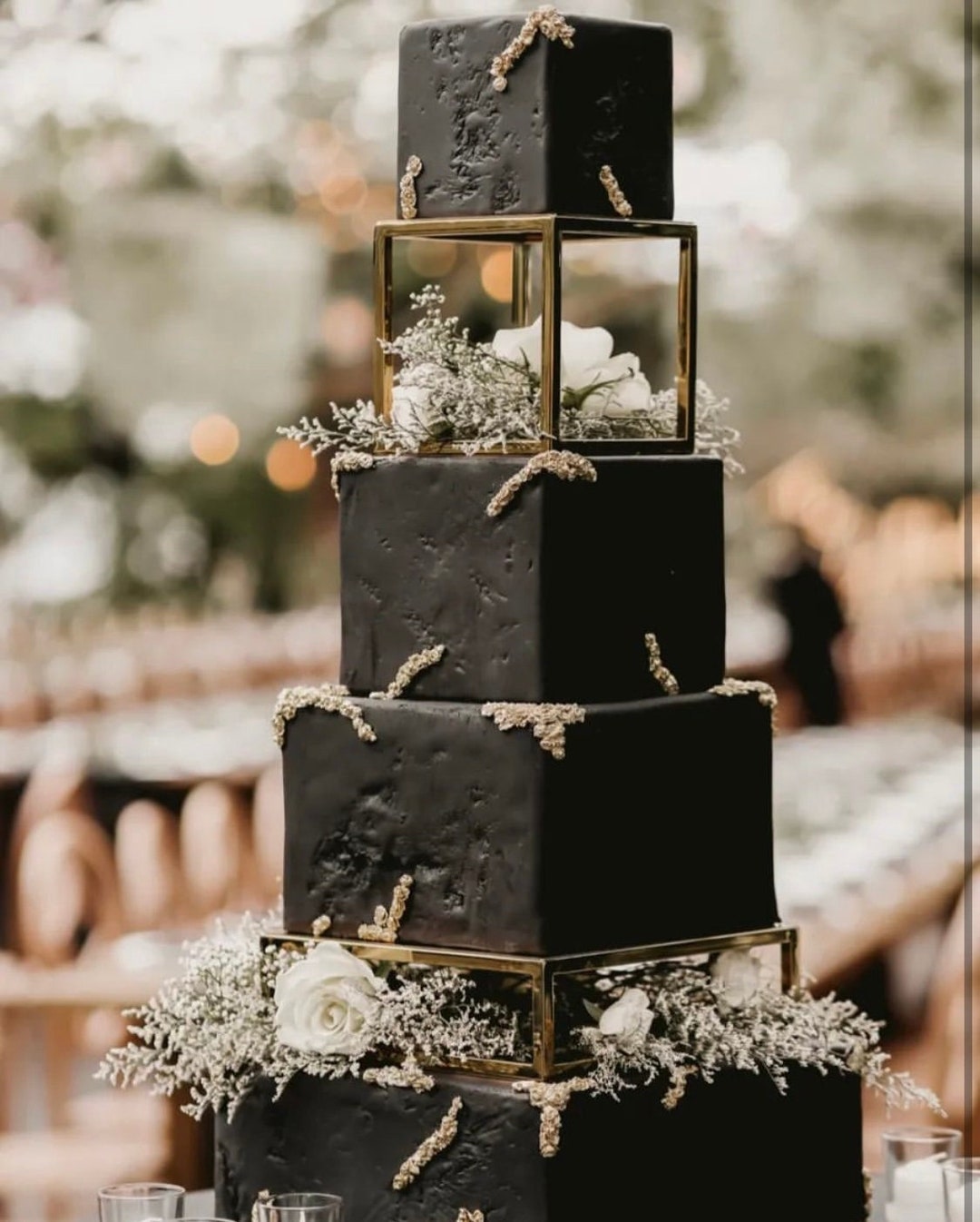 SET Metallic Square and Rectangle Cake Separator Metallic Cake Stand