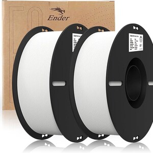 May include: Two spools of white filament for 3D printing. The spools are labeled "Ender PLA Filament".