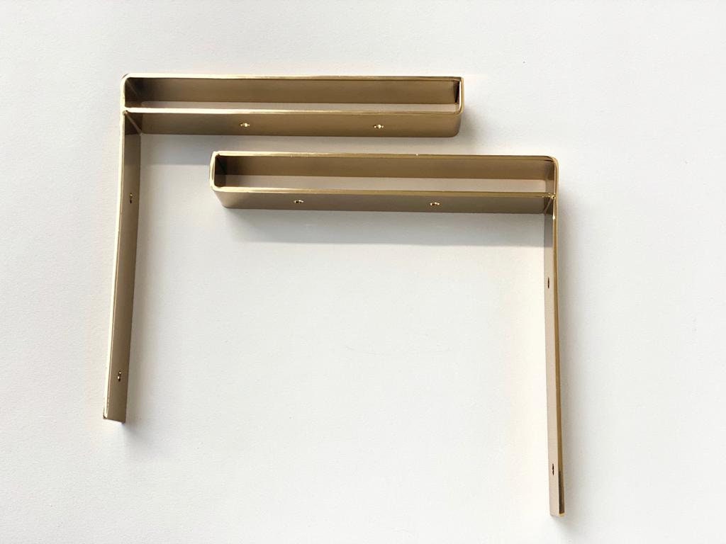 2 Supports Élégants d'étagère de P d'or, en Métal, Flottants d'étagère, Robustes Modernes Étagères à