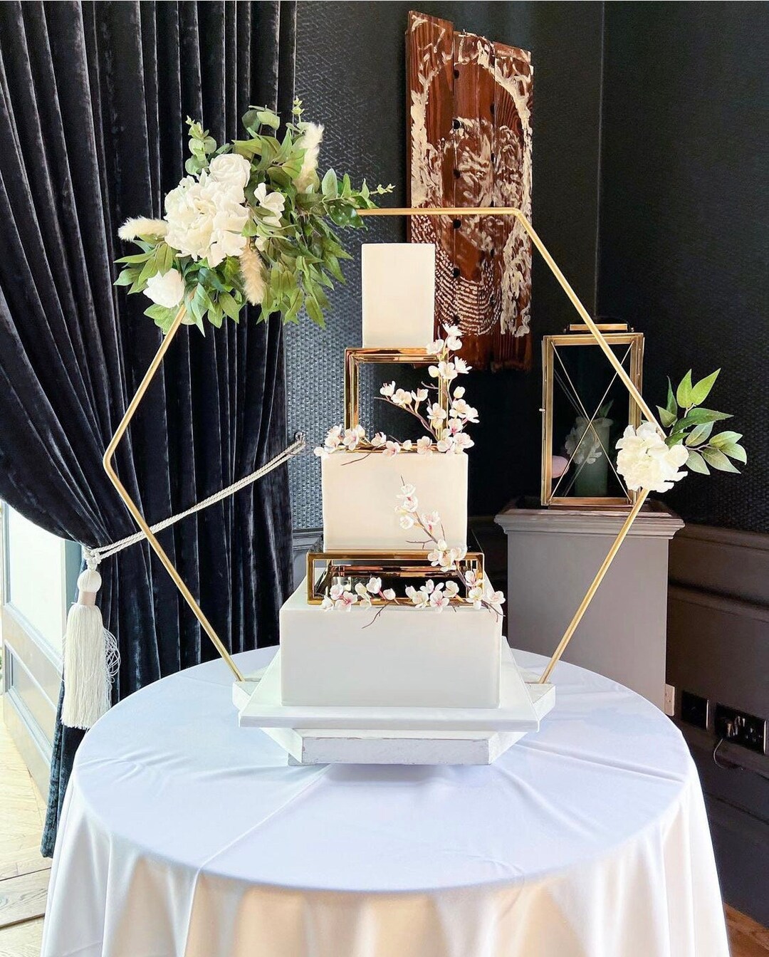 SET Metallic Square and Rectangle Cake Separator Metallic Cake Stand