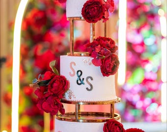 SET - Metallic Gold/Metallic Silver/Black 6" Round and 10" Round Cake separator -  cake stand, cake spacers