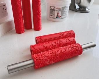 Saracino Heritage Rolling Pin | Italian Pattern Fondant Embosser (Arabesco, Imperiale, Fiorito)