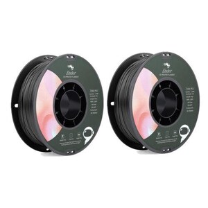 May include: Two spools of black 3D printer filament, each with a label that says "Ender 3D Printer Filament".
