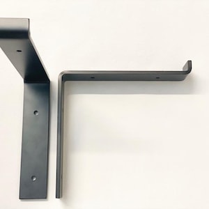 Set of two modern metal shelf brackets, wall brackets industrial shelf brackets shelving brackets black and gold shelf brackets Angled Black