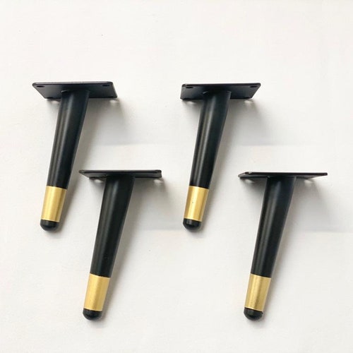 4 X Black and Gold Tapered Furniture Legs Legs Etsy