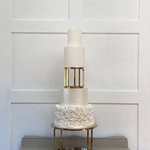 Round Metallic Gold Plinth - Large metal cake stand - 14&quot; gold cake stand - Silver wedding cake platform