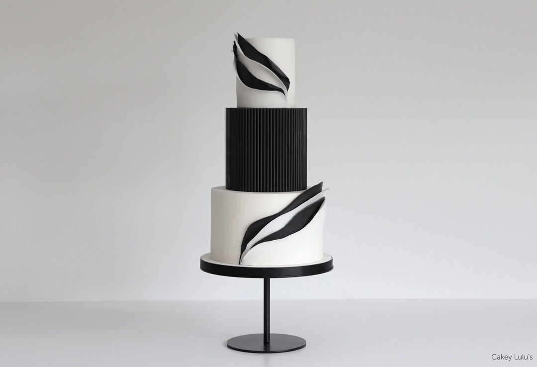 Black Reeded Cake Separator - White Wedding Cake Spacer - Fake Cake ...