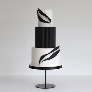 Black Reeded Cake Separator white wedding cake spacer fake cake tier black ribbed cake plinth celebration cake riser cake reeds image 2