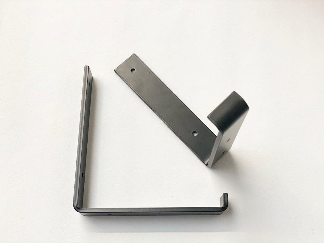 Set of 2 Stylish Black L Shelf Brackets, Metal Shelving Brackets