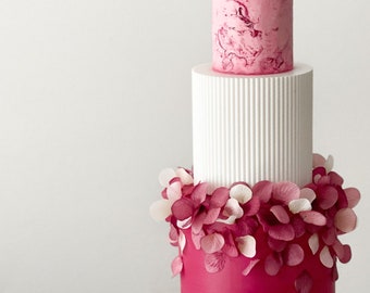 Séparateur de gâteau avec roseaux - intercalaire blanc pour gâteau de mariage - faux étage de gâteau - socle à gâteau côtelé noir - contremarche pour gâteau de célébration - anches à gâteau