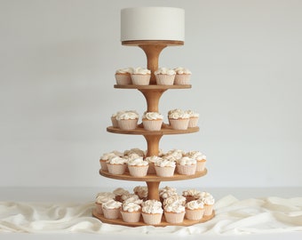 Adjustable heavy duty Scandinavian birch cupcake stand - brownie tower - display stand - top tier cake stand - wooden cupcake holder