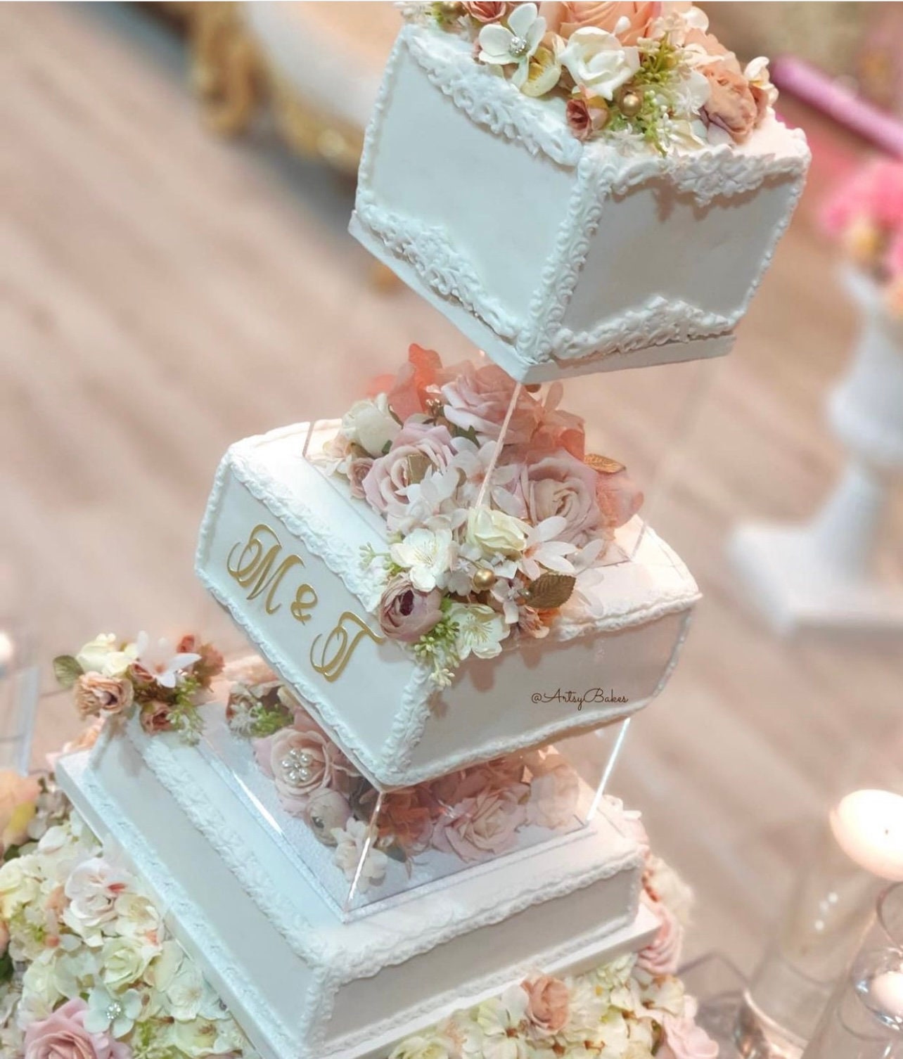 SQUARE Fillable clear cake tier - acrylic cake stand - Fillable cake riser - separator - Fill a tier - cake tier - square cake plinth