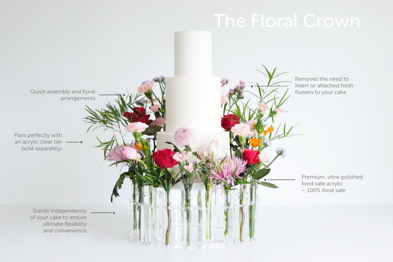 The Floral Crown Cake Stand Flower stand Floral arrangements Fresh flowers Floral wedding cake cake accessory display ring image 7