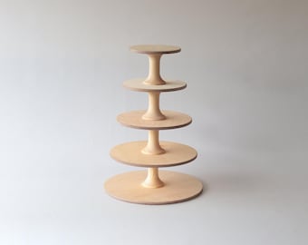 Adjustable Birch Wood Cupcake Stand | Scandinavian Tiered Dessert Display (5-8 Tiers)
